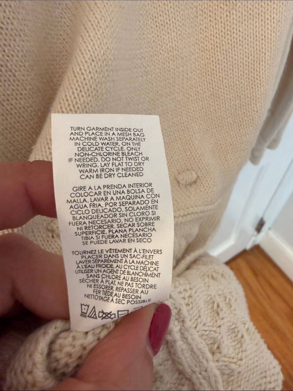 CAbi Cream Textured V-Neck Bobble Button Cardigan - Picture 6 of 6